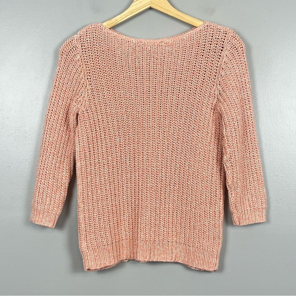 Lauren Ralph Lauren 100% cotton peach loose knit 3/4 sleeve sweater, medium. - Picture 2 of 5